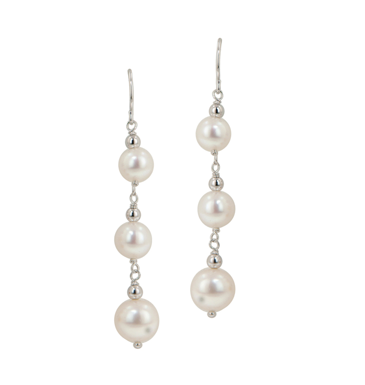 Sterling Silver 6 9mm White Potato Freshwater Cultured Pearl Dangle Sterling Silver 6 9mm White Potato Freshwater Cultured Pearl Dangle Earrings Le5527wh
