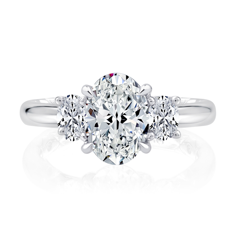 Round Three-Stone Trellis Diamond Engagement Ring-