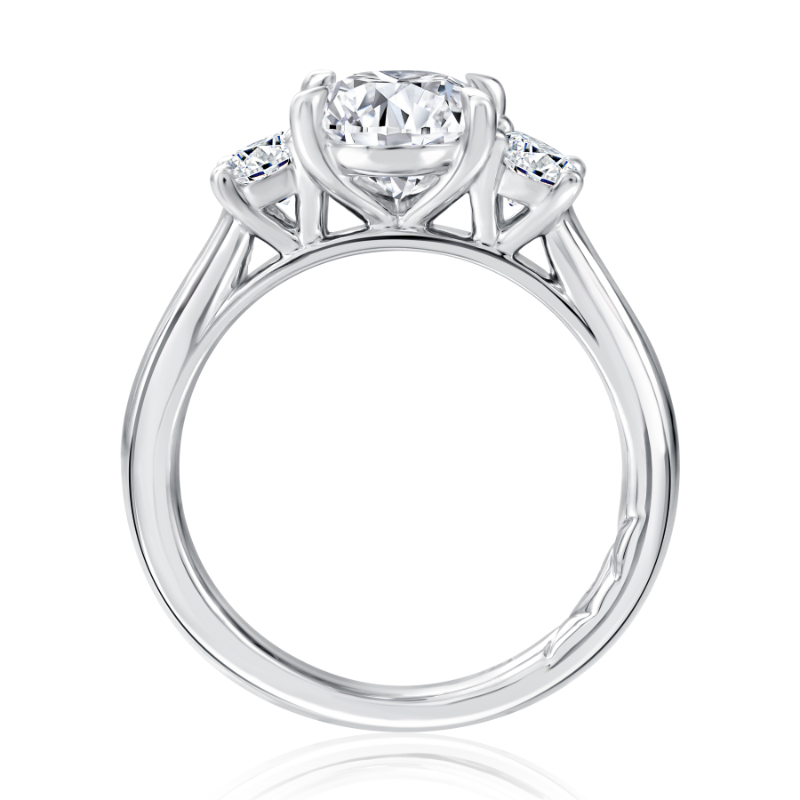 Round Three-Stone Trellis Diamond Engagement Ring-1