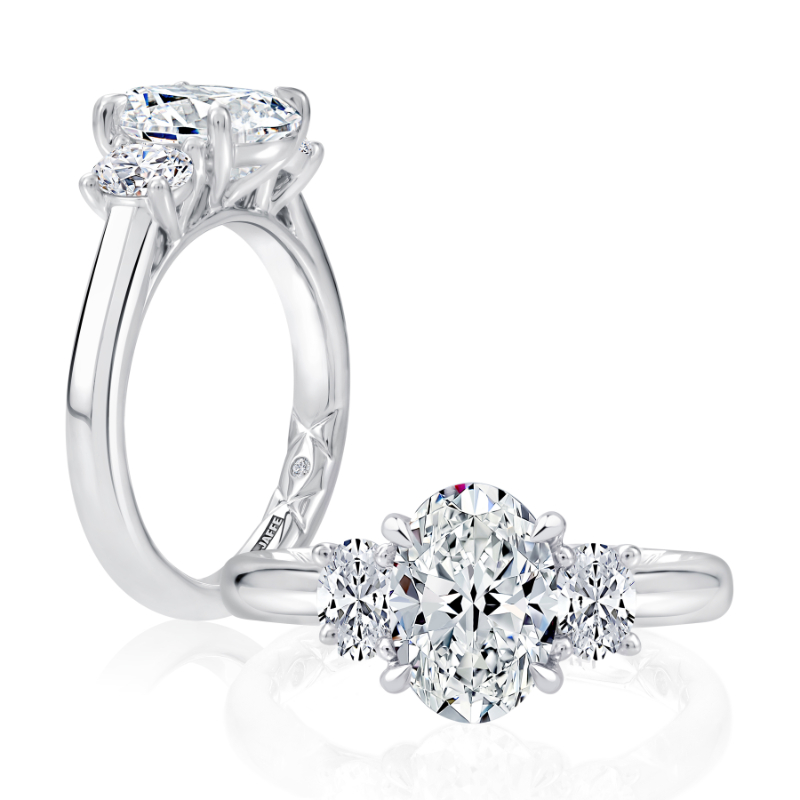 Round Three-Stone Trellis Diamond Engagement Ring