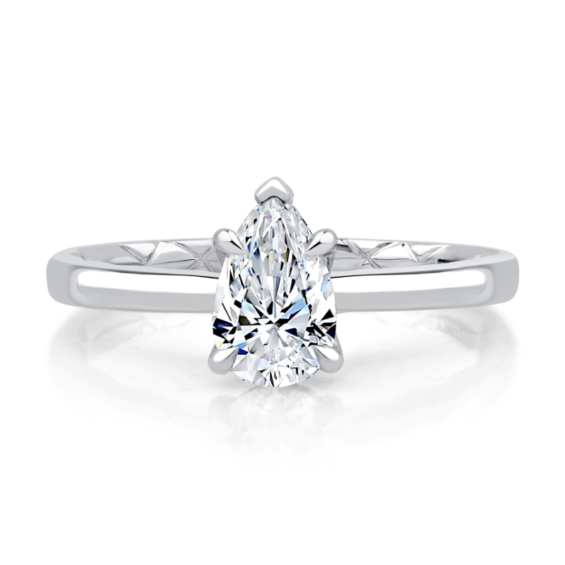 Pear Shape Solitaire Diamond Engagement Ring-
