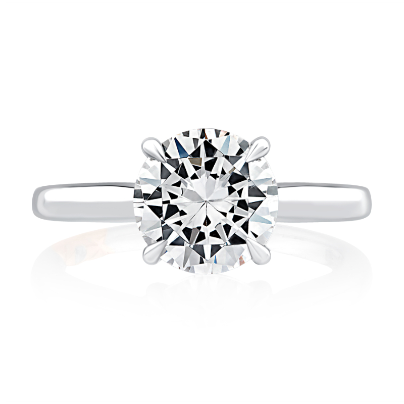 Round Solitaire Peek-A-Boo Diamond Engagement Ring-