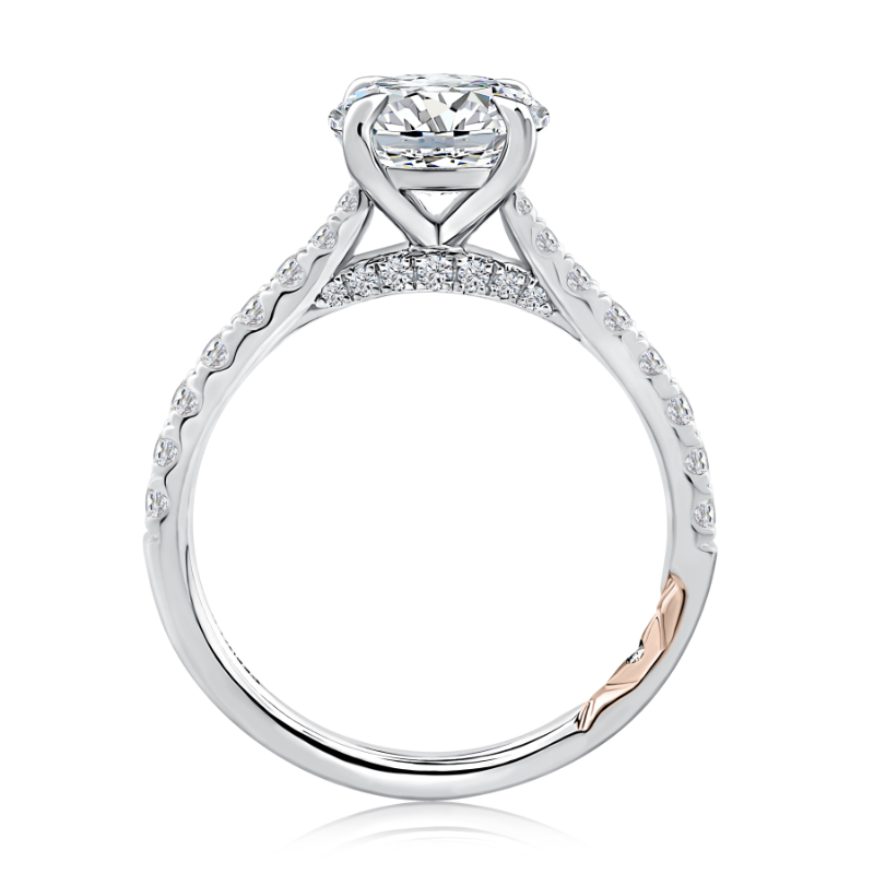 Round Peek-A-Boo Diamond Four-Prong Pav&eacute; Diamond Engagement Ring-1