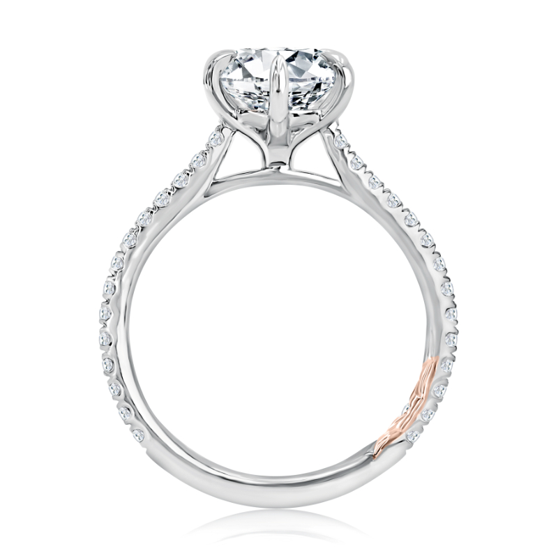 Round Six-Prong Pav&eacute; Diamond Engagement Ring-1