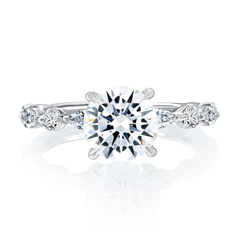 Round Pav&eacute; Diamond Engagement Ring-
