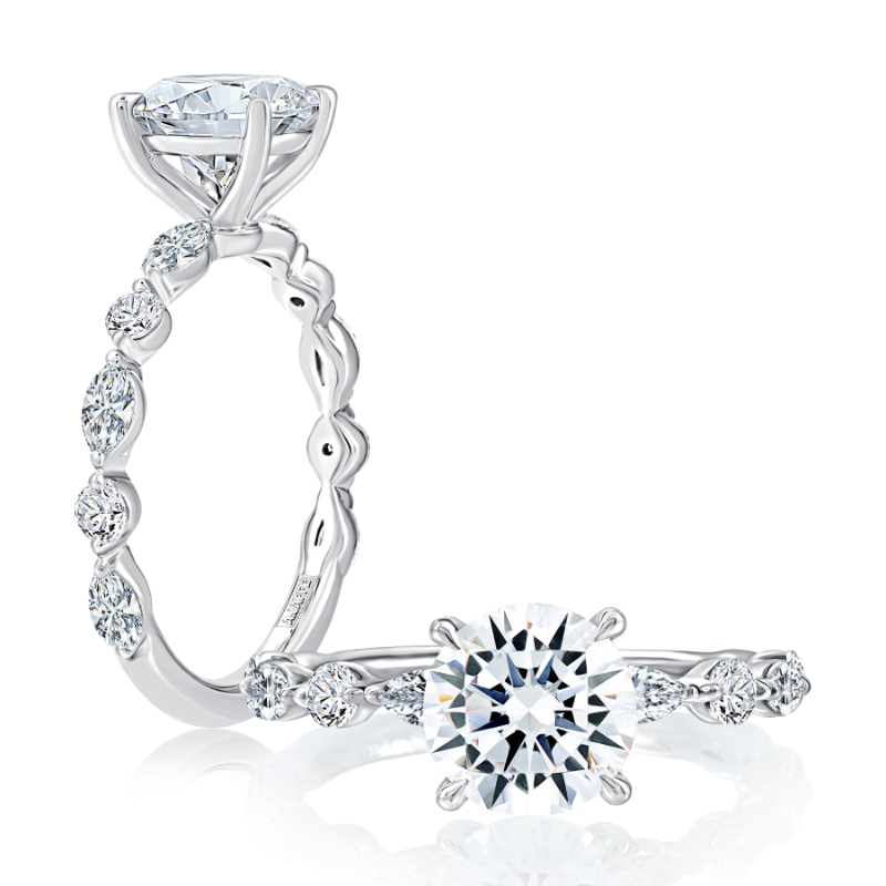Round Pav&eacute; Diamond Engagement Ring