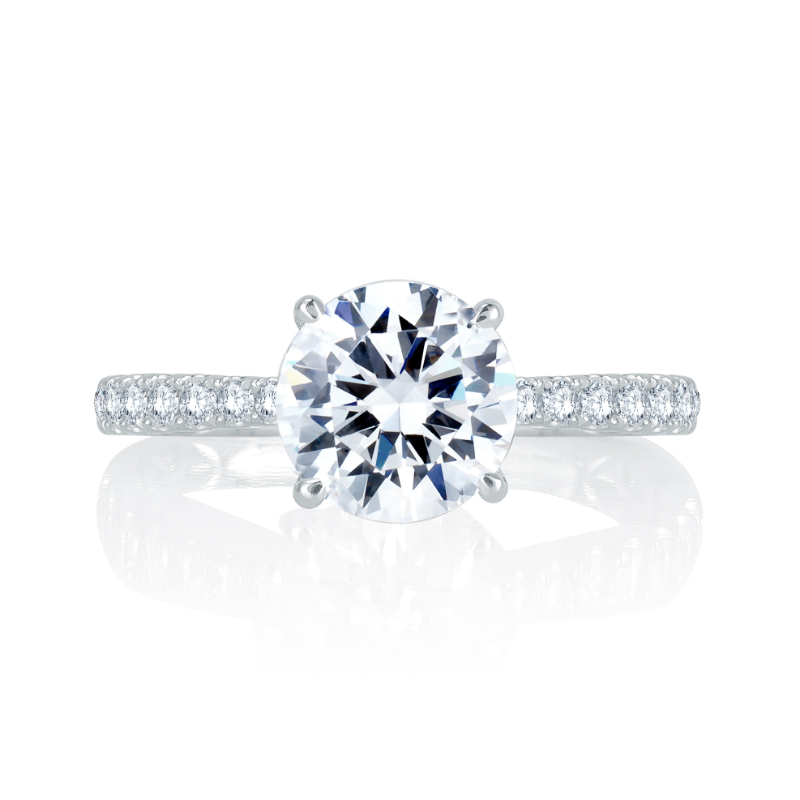 Round Pav&eacute; Diamond Engagement Ring-
