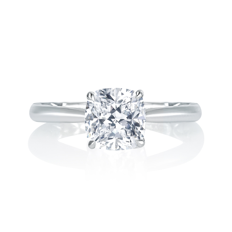 Cushion Solitaire Peek-A-Boo Diamond Pav&eacute; Diamond Engagement Ring-