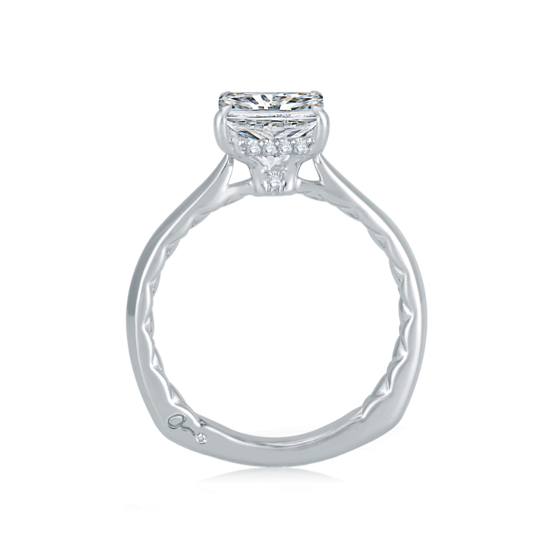Cushion Solitaire Peek-A-Boo Diamond Pav&eacute; Diamond Engagement Ring-1