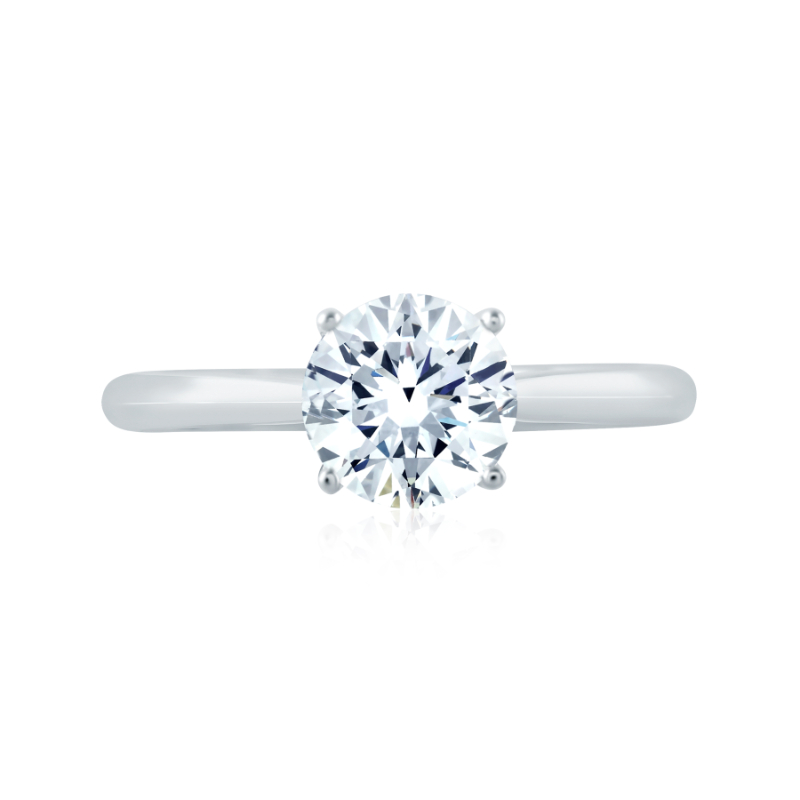 Round Hidden Halo Solitaire Diamond Engagement Ring-