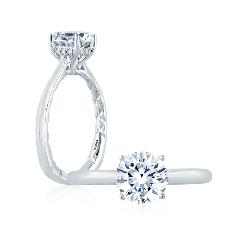 Round Hidden Halo Solitaire Diamond Engagement Ring