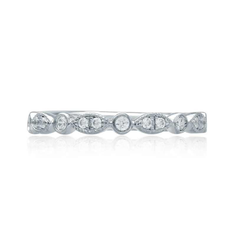 Alternating Round and Marquise Diamond Wedding Band