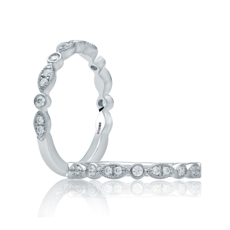 Alternating Round and Marquise Diamond Wedding Band