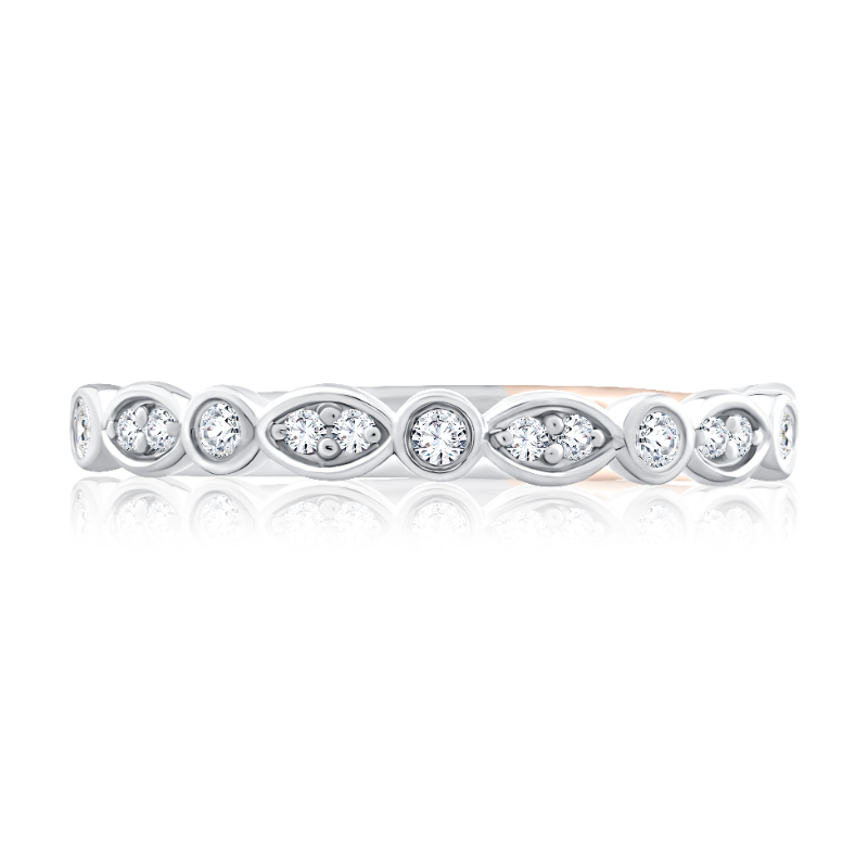 Alternating Round and Marquise Diamond Wedding Band