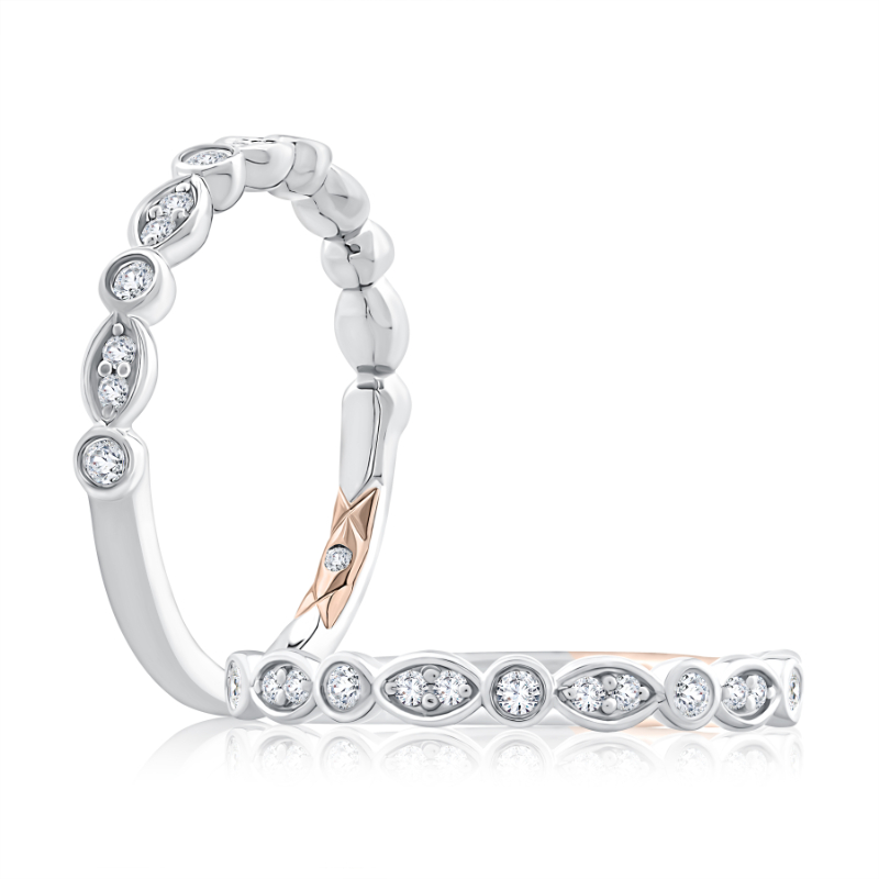 Alternating Round and Marquise Diamond Wedding Band