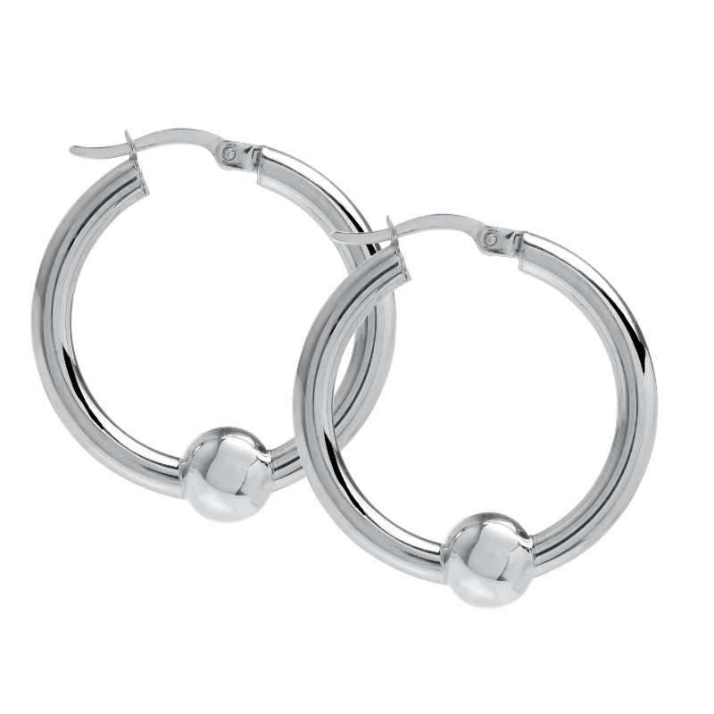 SS Cape Cod Bead Hoop Earrings