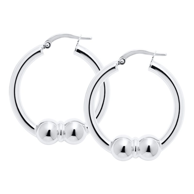 SS 26mm Double Ball Earrings
