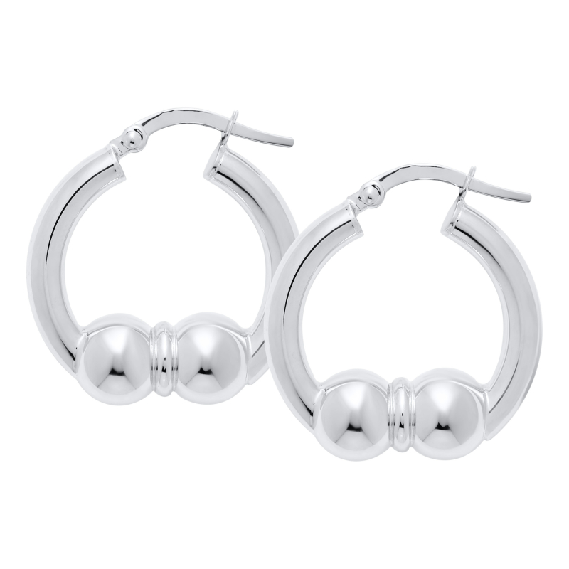 SS 21mm Double Ball Earrings