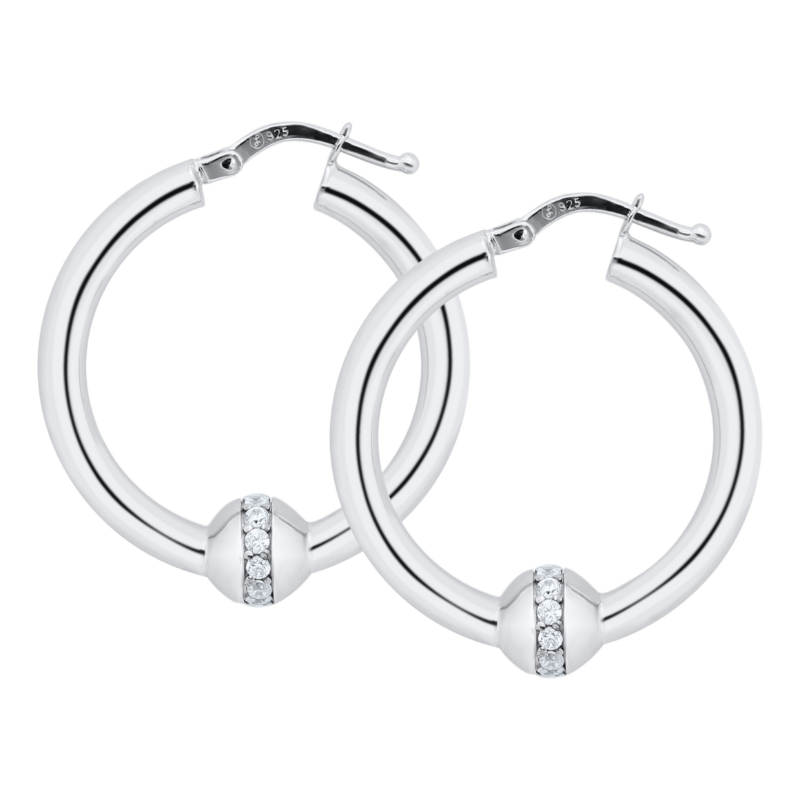 SS Cape Cod CZ Hoop Earrings 26mm