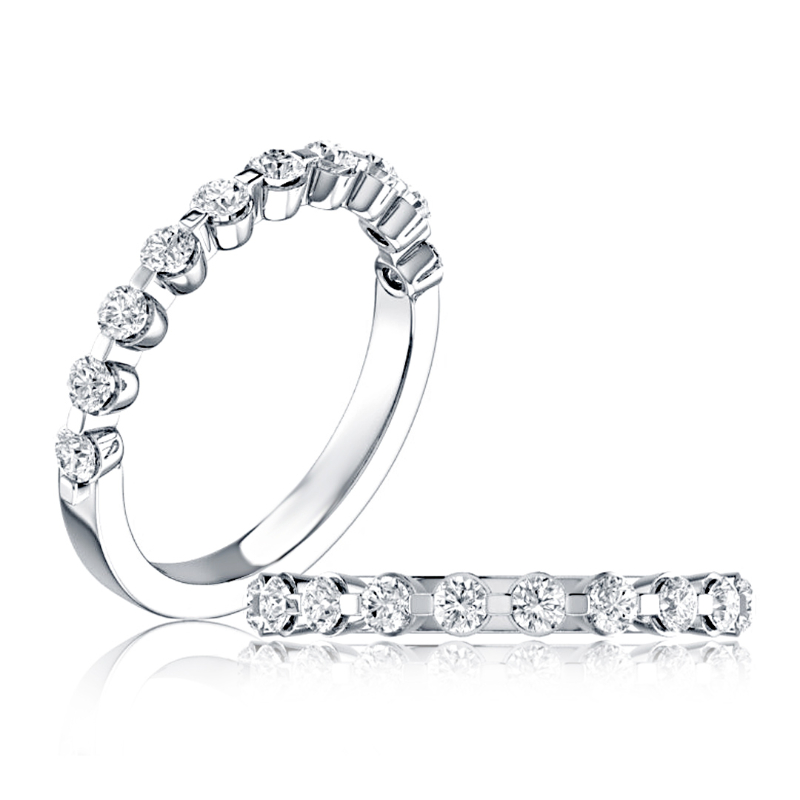 Single Shared Prong Diamond Wedding Band