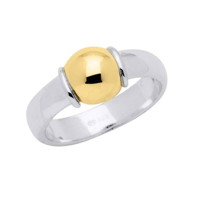 SS/14K Yellow Gold Cape Cod Bead Ring SZ 6