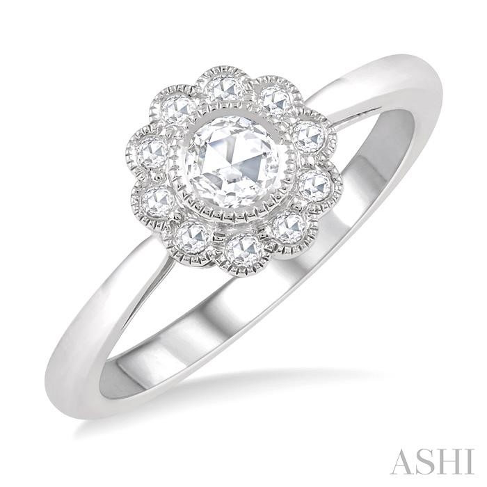 ROSE CUT ROUND SHAPE HALO DIAMOND RING