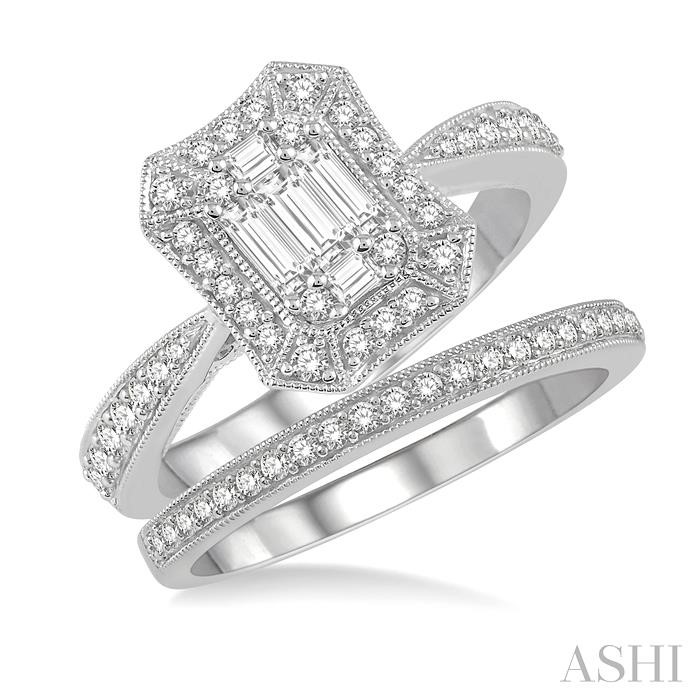 HALO FUSION DIAMOND WEDDING SET