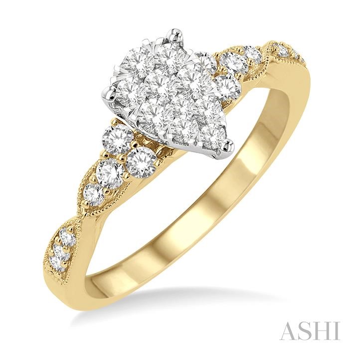 PEAR SHAPE LOVEBRIGHT DIAMOND ENGAGEMENT RING