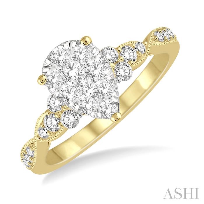 PEAR SHAPE LOVEBRIGHT DIAMOND ENGAGEMENT RING