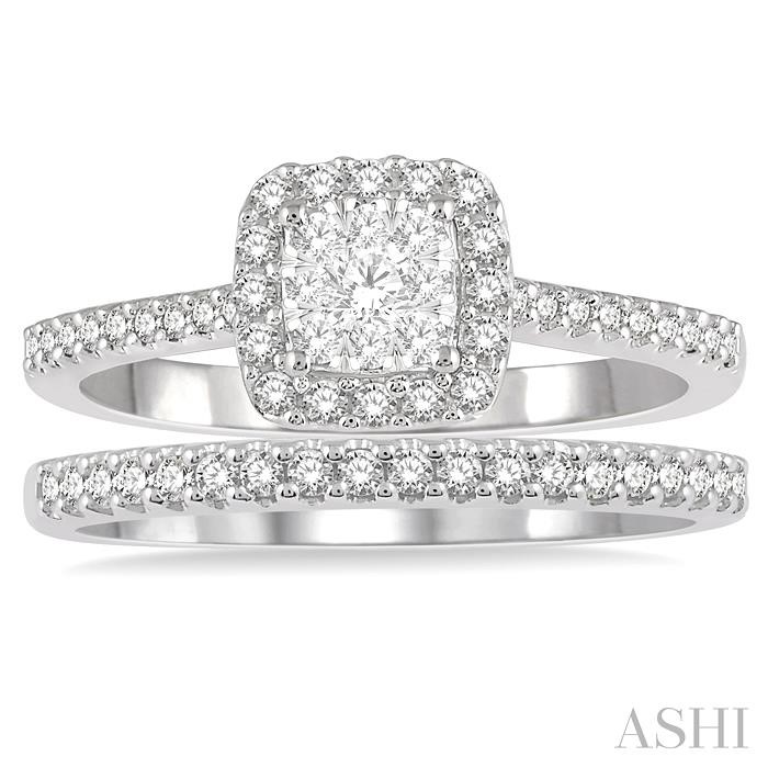 Cushion Shape Halo Lovebright Diamond Wedding Set-2