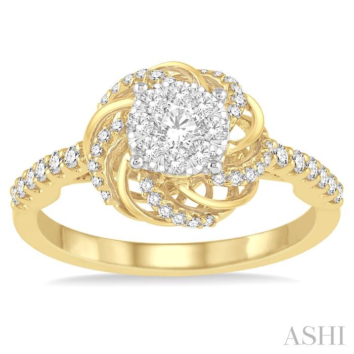 Round Shape Lovebright Diamond Flower Engagement Ring-2