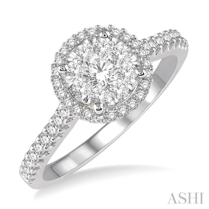 Round Shape Halo Lovebright Essential Diamond Engagement Ring