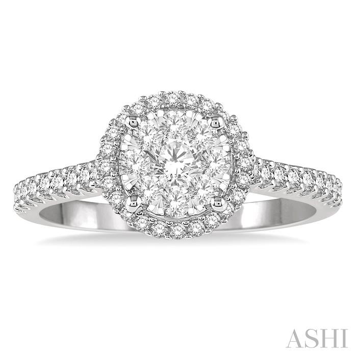 Round Shape Halo Lovebright Essential Diamond Engagement Ring-2