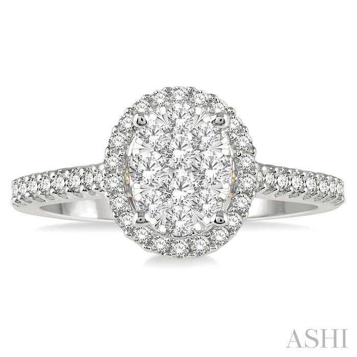 Oval Shape Halo Lovebright Essential Diamond Engagement Ring-2