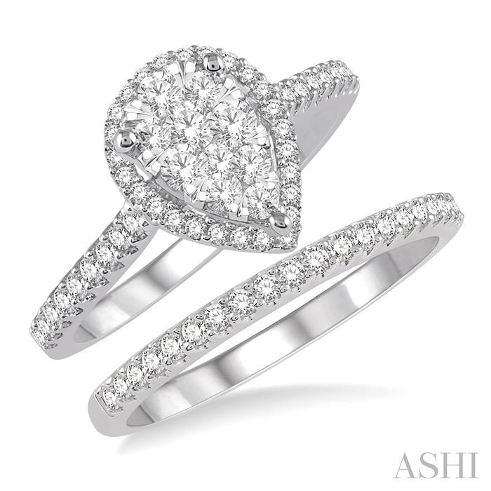 PEAR SHAPE LOVEBRIGHT DIAMOND WEDDING SET