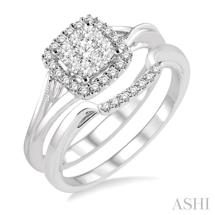 Cushion Shape Halo Lovebright Diamond Wedding Set