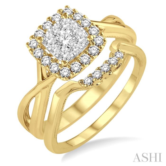 Cushion Shape Halo Lovebright Diamond Wedding Set