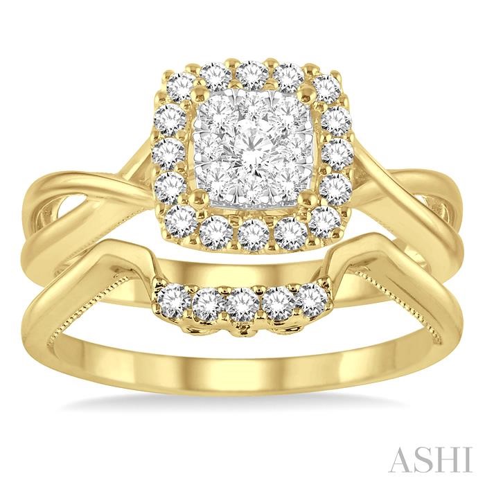 Cushion Shape Halo Lovebright Diamond Wedding Set-2