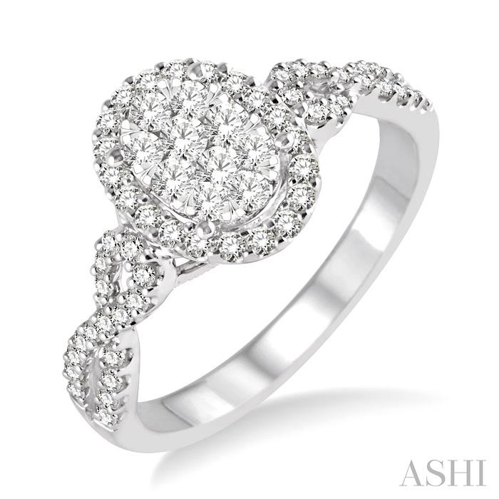 OVAL SHAPE LOVEBRIGHT DIAMOND ENGAGEMENT RING