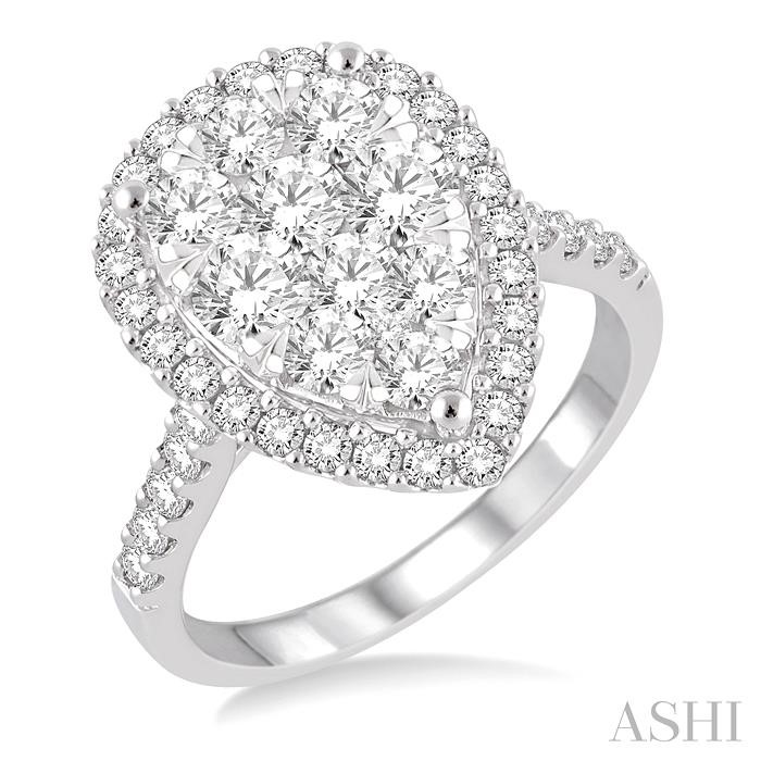 PEAR SHAPE HALO LOVEBRIGHT ESSENTIAL DIAMOND ENGAGEMENT RING