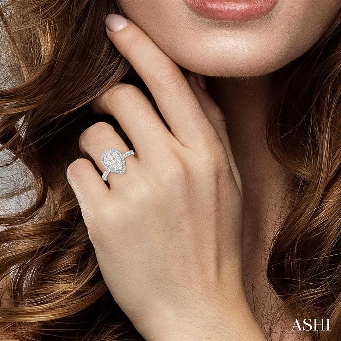 Pear Shape Halo Lovebright Essential Diamond Engagement Ring-4