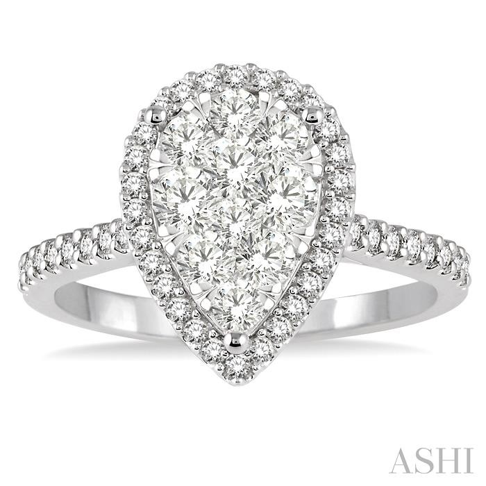 Pear Shape Halo Lovebright Essential Diamond Engagement Ring-2
