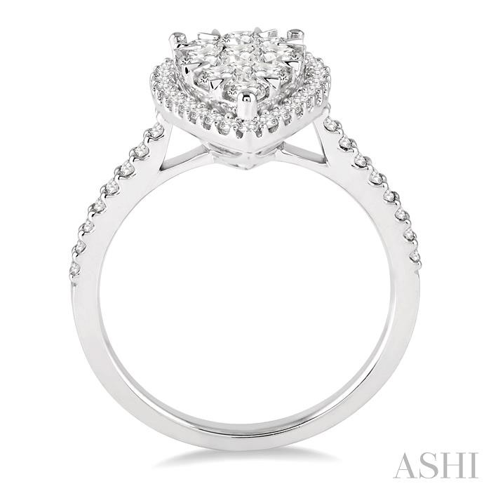 Pear Shape Halo Lovebright Essential Diamond Engagement Ring-3