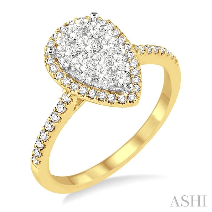 Pear Shape Halo Lovebright Essential Diamond Engagement Ring
