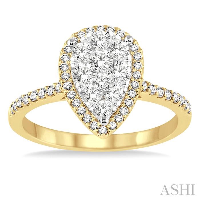 Pear Shape Halo Lovebright Essential Diamond Engagement Ring-2
