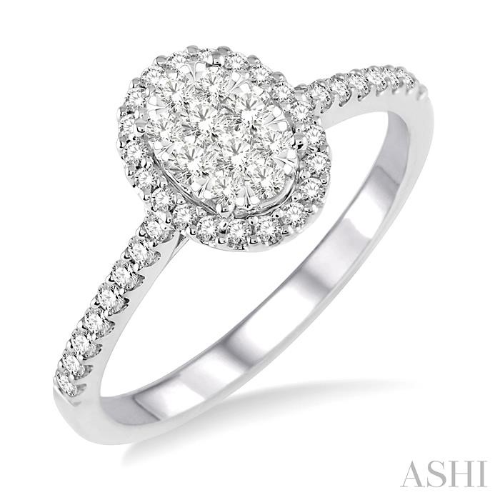 Oval Shape Halo Lovebright Essential Diamond Engagement Ring