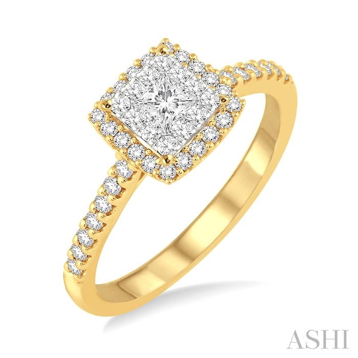 PRINCESS SHAPE HALO LOVEBRIGHT DIAMOND ENGAGEMENT RING