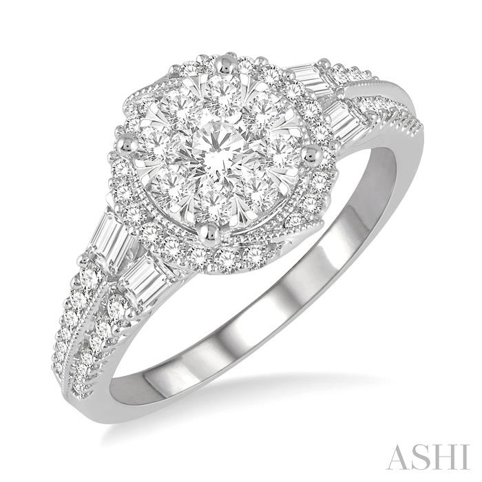 ROUND SHAPE HALO LOVEBRIGHT DIAMOND ENGAGEMENT RING