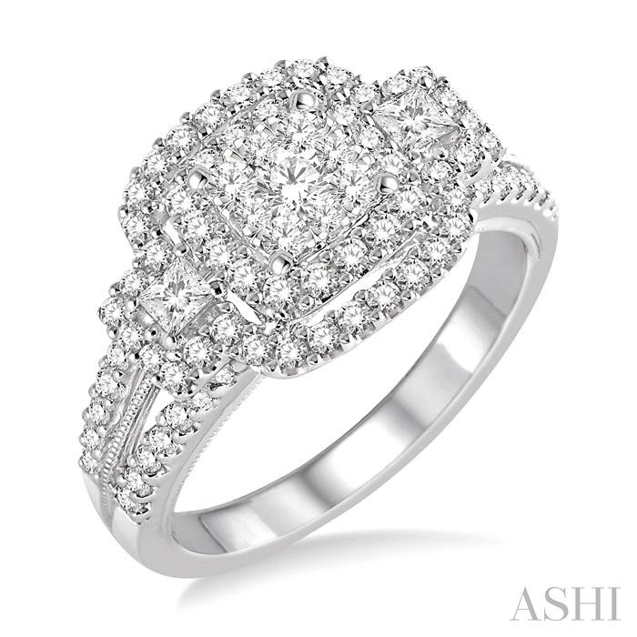 PRINCESS SHAPE HALO LOVEBRIGHT DIAMOND ENGAGEMENT RING