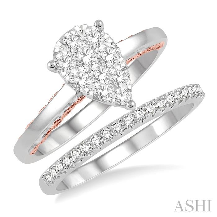 PEAR SHAPE LOVEBRIGHT DIAMOND WEDDING SET